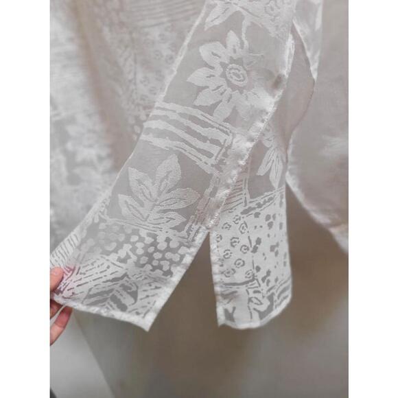 Coldwater Creek Oversized Sheer Floral Lace Shirt - White - Size Petite Small - Picture 4 of 9